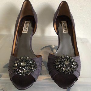 Badgley Mischka Aubergine Crystal Pumps